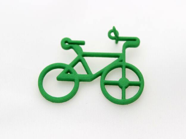 Bicycle Pendant in Green Processed Versatile Plastic