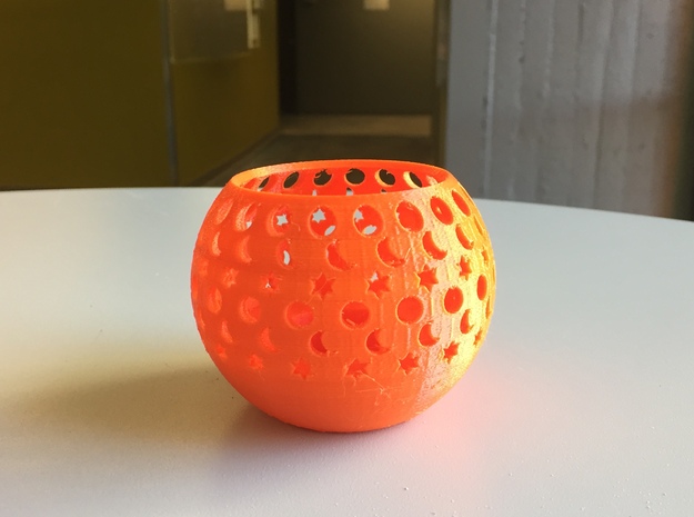 Candle Holder in Orange Processed Versatile Plastic