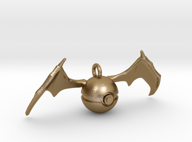 Charizard Pokeball Pendant in Polished Gold Steel