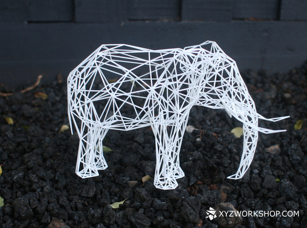 Digital Safari- Elephant (Medium) in White Natural Versatile Plastic