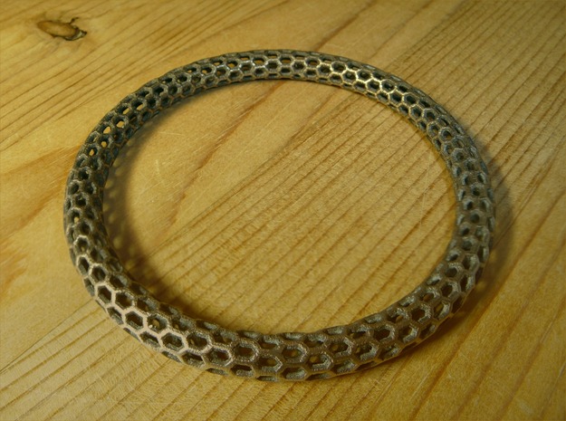 Hex Ring Bangle in Polished Bronze Steel