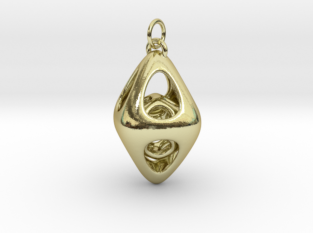 Tetrahedron Cage Pendant  in 18k Gold Plated Brass