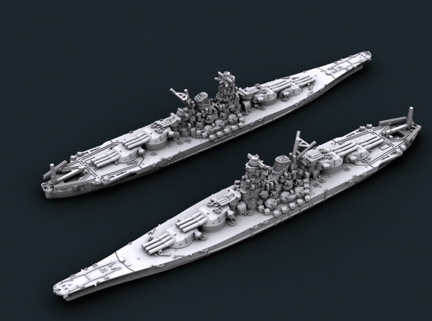 IJN BB A150 (mod) Super Yamato in White Natural Versatile Plastic: 1:1800