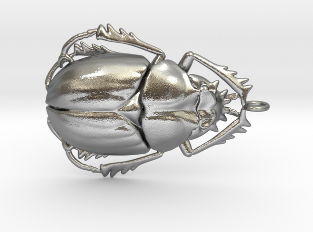 Scarab Beetle Pendant in Natural Silver
