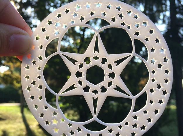 Camping Under the Stars Snowflake Ornament in White Natural Versatile Plastic
