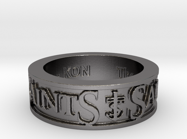 Saints Member Ring Size 14 in Polished Nickel Steel