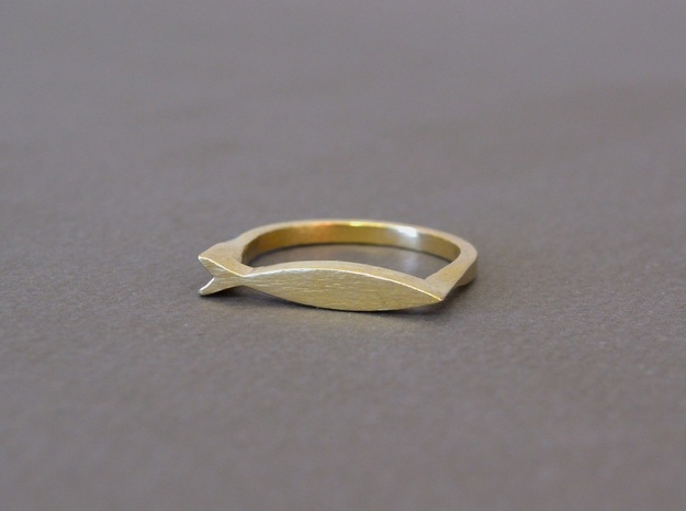 Fish Ring in Natural Brass: 8 / 56.75