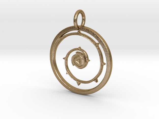 Steven Universe Rose's Shield Pendant with loop in Polished Gold Steel