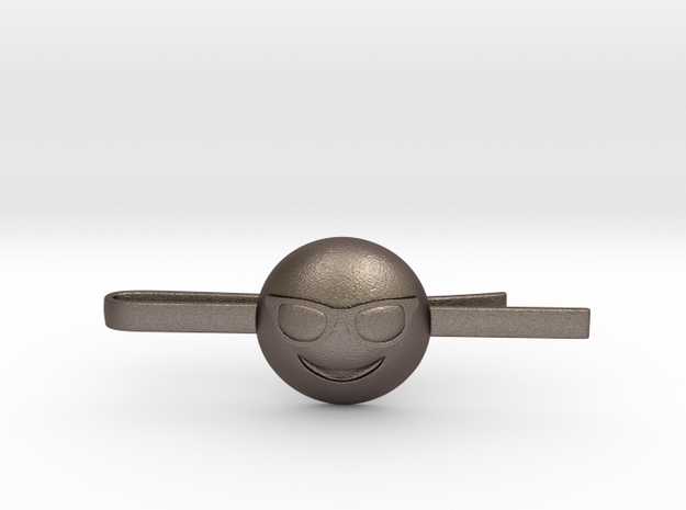Cool Tie Clip in Polished Bronzed Silver Steel