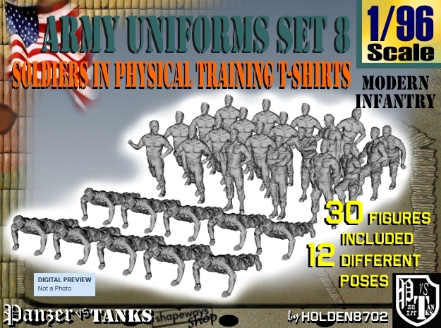 1-96 Army Modern Uniforms SET 8 in Tan Fine Detail Plastic