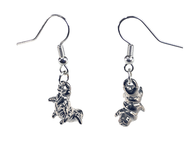 Tardigrade Earrings in Polished Silver