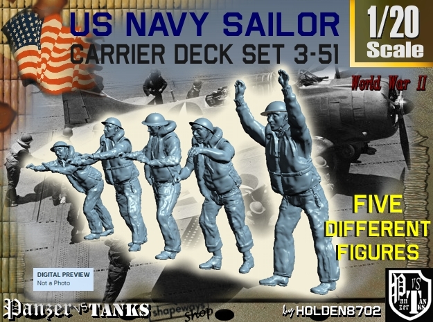 1-20 US Navy Carrier Deck Set 3-51 in White Natural Versatile Plastic