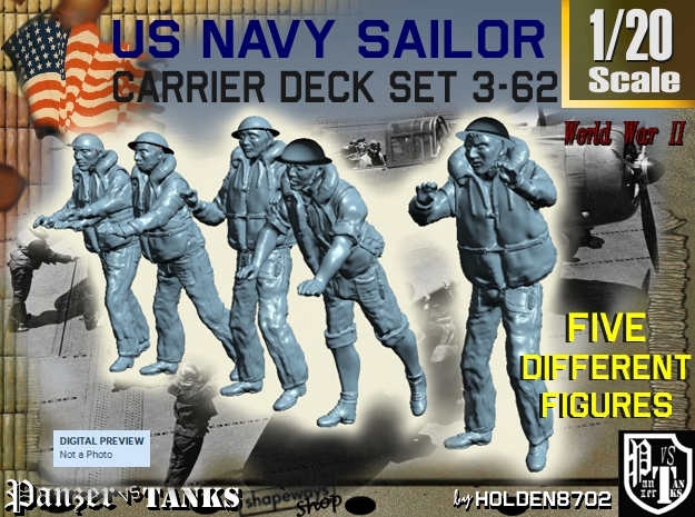 1-20 US Navy Carrier Deck Set 3-62 in White Natural Versatile Plastic