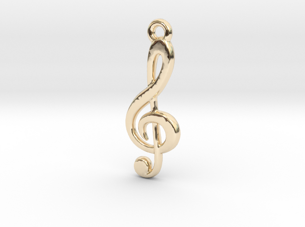 Treble Clef Pendant in 14k Gold Plated Brass