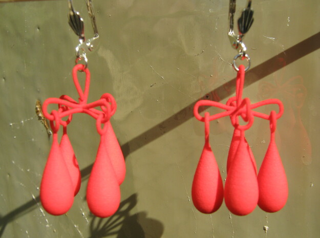 Four Drops Earrings in Red Processed Versatile Plastic