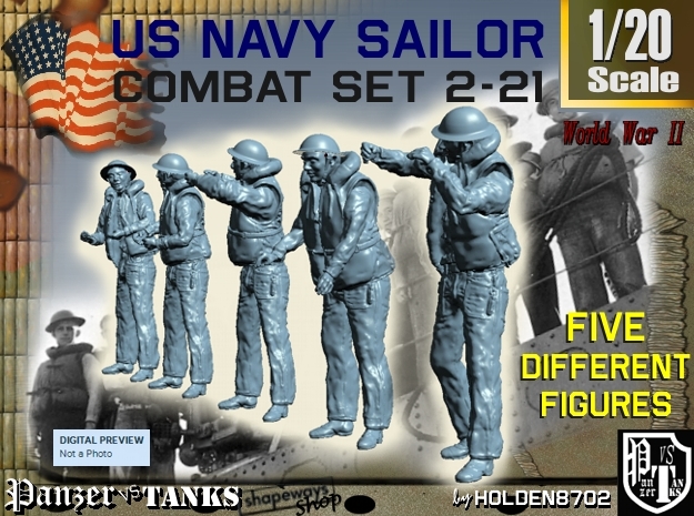 1-20 US Navy Sailors Combat SET 2-21 in White Natural Versatile Plastic