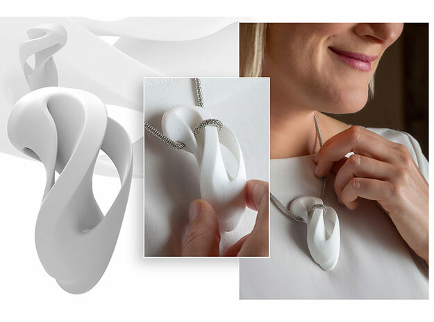 Pierced & Twisted Pendant Variant - 01 in White Natural Versatile Plastic