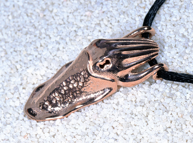 Cuttlefish Pendant in 14k Rose Gold Plated Brass: Medium