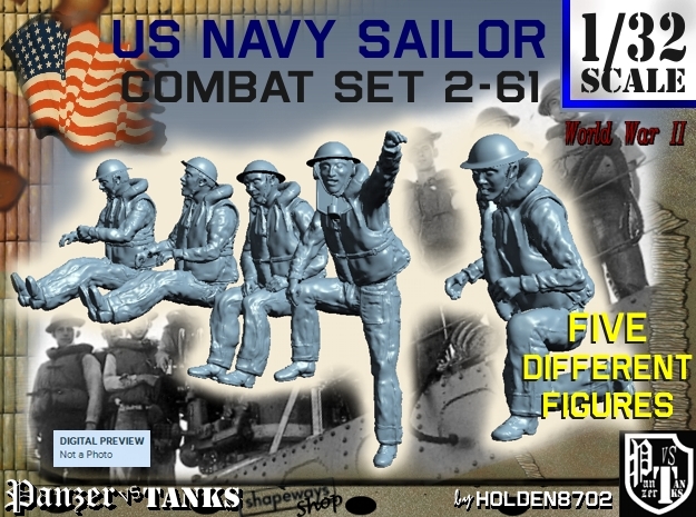 1-32 US Navy Sailors Combat SET 2-61 in Tan Fine Detail Plastic