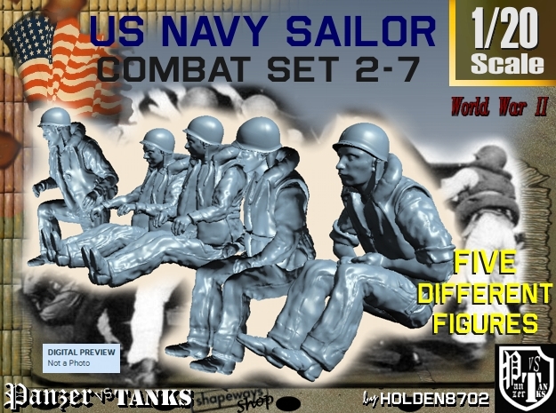 1-20 US Navy Sailors Combat SET 2-7 in White Natural Versatile Plastic