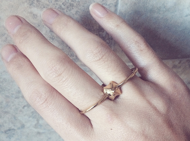 Spike Double Ring in Polished Brass: 6 / 51.5