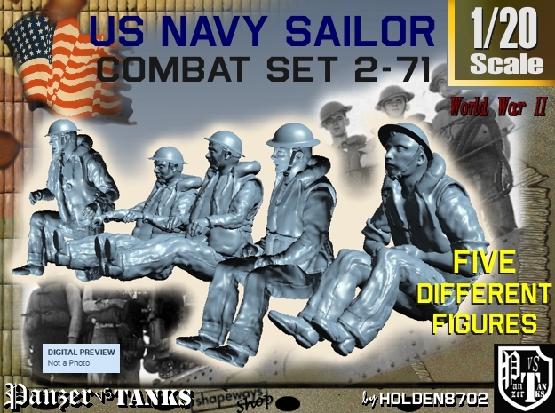 1-20 US Navy Sailors Combat SET 2-71 in White Natural Versatile Plastic