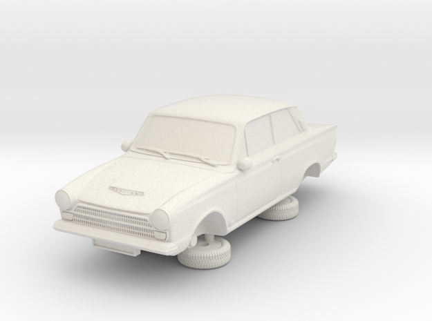 1-87 Ford Cortina Mk1 2 Door in White Natural Versatile Plastic