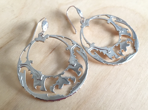 BlakOpal Victorian Open Hoop Earrings in Polished Silver