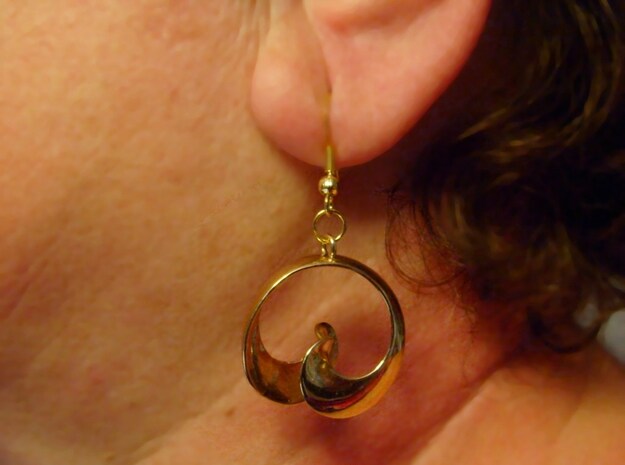 MobTor Earrings: the half Mobius Torus Shell in 14k Gold Plated Brass