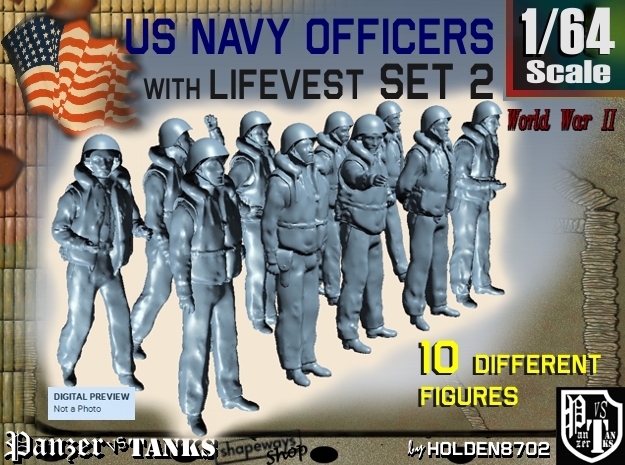 1-64 USN Officers KAPOK Set2 in Tan Fine Detail Plastic