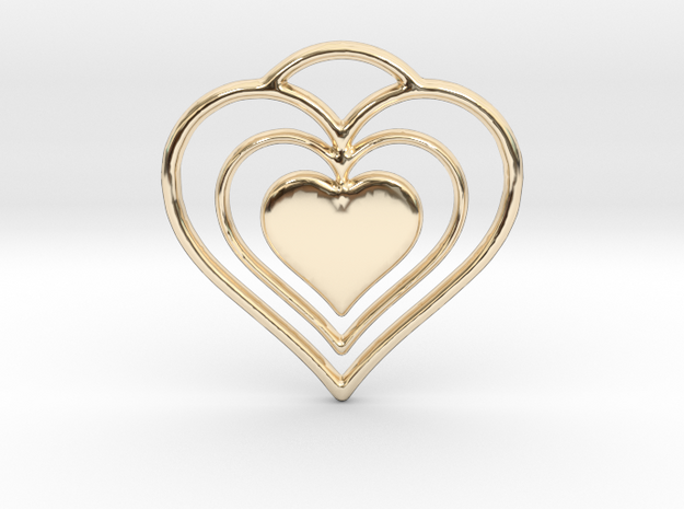 Solid Heart in 14k Gold Plated Brass
