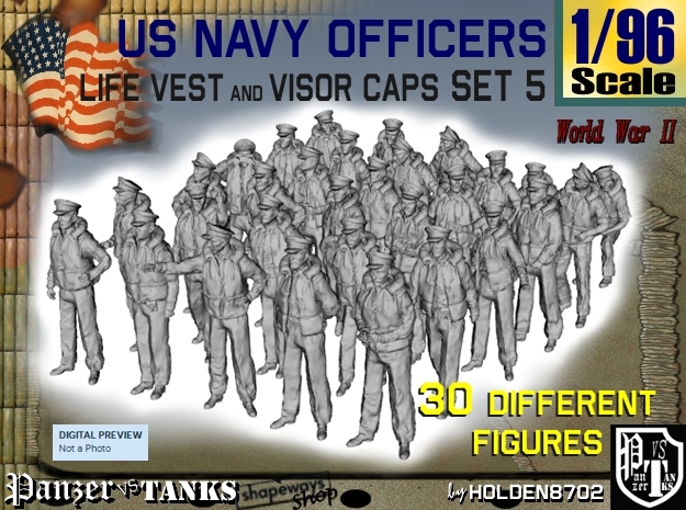 1-96 USN Officers KAPOK Set5 in Tan Fine Detail Plastic