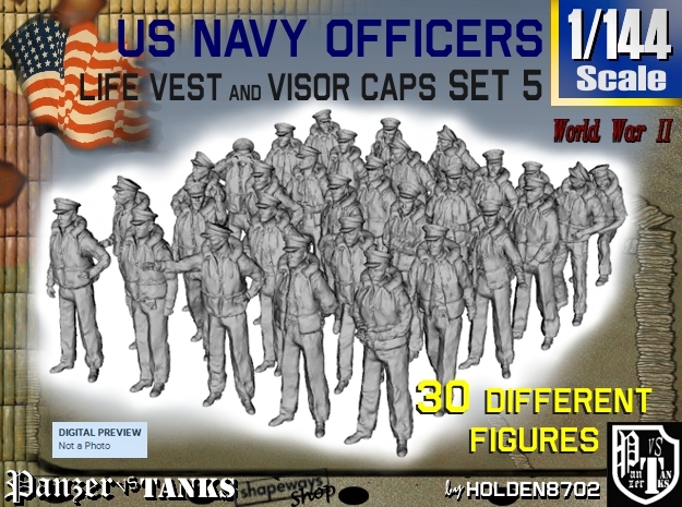 1-144 USN Officers KAPOK Set5 in Tan Fine Detail Plastic