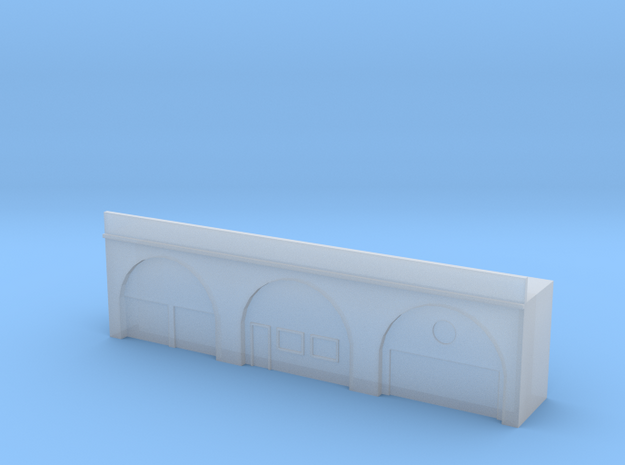 Triple Arch Single Track 60mm Bridge With Shops in Smooth Fine Detail Plastic