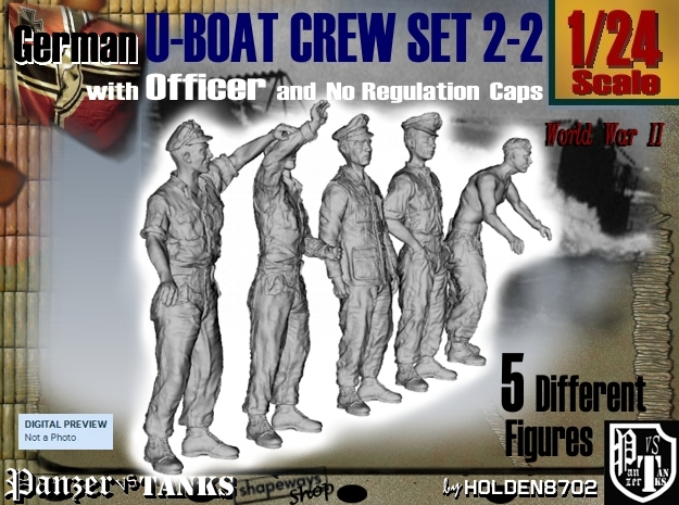 1-24 German U-Boot Set 2-2 in White Natural Versatile Plastic