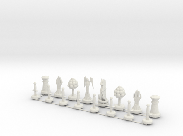 Chess Set Pieces Print in White Natural Versatile Plastic