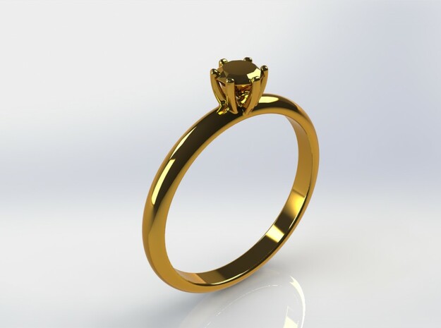 Diamond ring in Polished Gold Steel