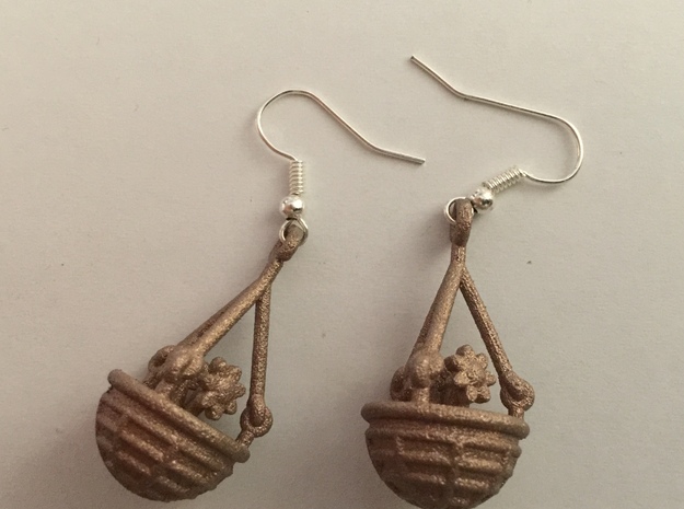 Hanging Basket Earrings in Polished Silver