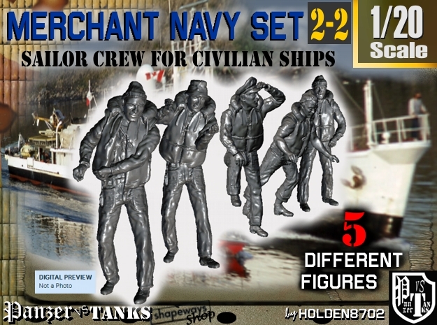 1-20 Merchant Navy Crew Set 2-2 in White Natural Versatile Plastic