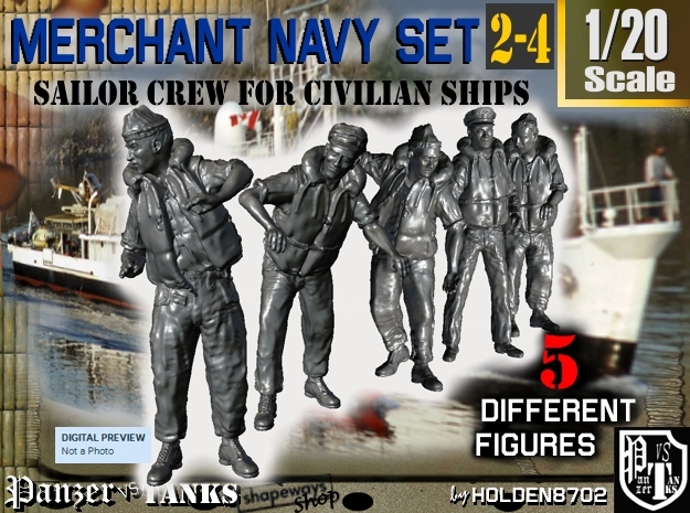 1-20 Merchant Navy Crew Set 2-4 in White Natural Versatile Plastic