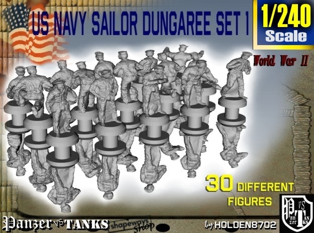 1-240 US Navy Dungaree Set 1 in Clear Ultra Fine Detail Plastic