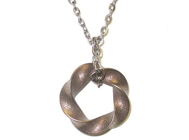 Python 3-5 Torus Knot Pendant in Polished Bronze Steel
