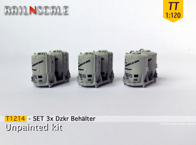 SET 3x Dzkr 501 Behälter (TT 1:120) in Tan Fine Detail Plastic