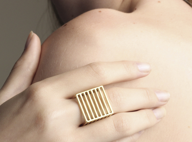 CUBE Nº 3 RING in 14k Gold Plated Brass: 7 / 54