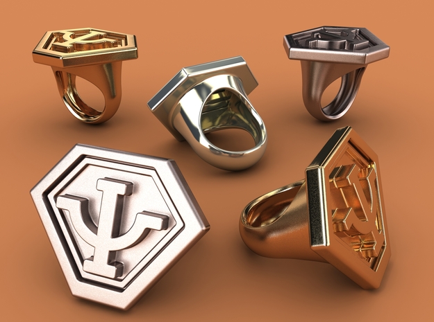 Babylon 5's Psy Corps Ring in Polished Bronzed Silver Steel