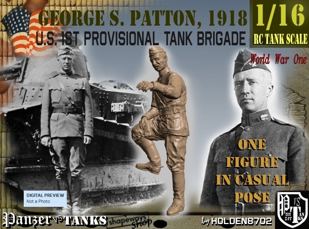 1-16 George S Patton Resting Leg 1918 in White Natural Versatile Plastic