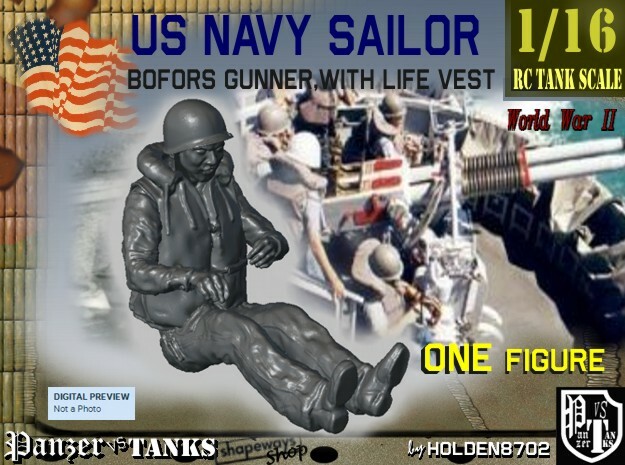 1-16 USN Sailor Lifevest Bofors Gunner 2 in White Natural Versatile Plastic