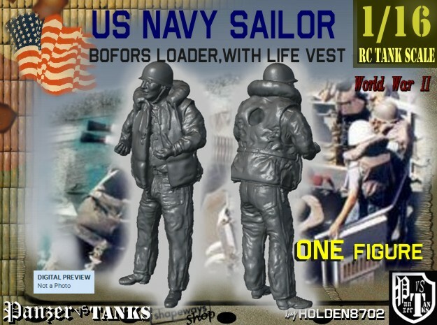 1-16 USN Sailor Lifevest Bofors Loader 2 in White Natural Versatile Plastic