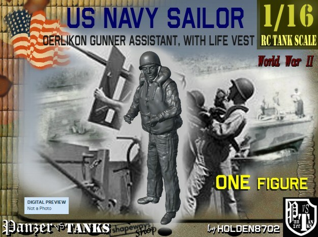 1-16 USN Sailor Oerlikon Assist-2 in White Natural Versatile Plastic