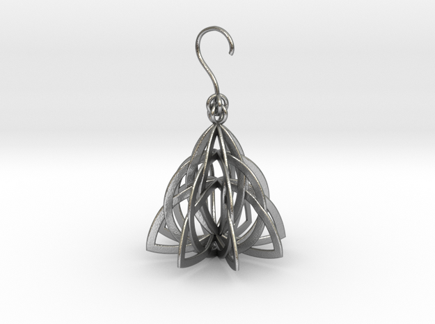 Celtic Knot Pyramid Earring in Natural Silver (Interlocking Parts)